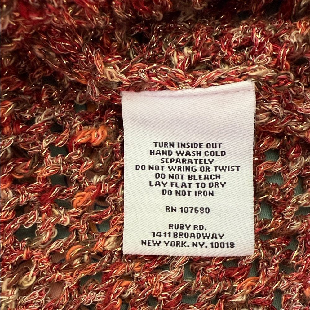 Ruby Rd. Red Multi Color Open Knit Top with Draws… - image 8